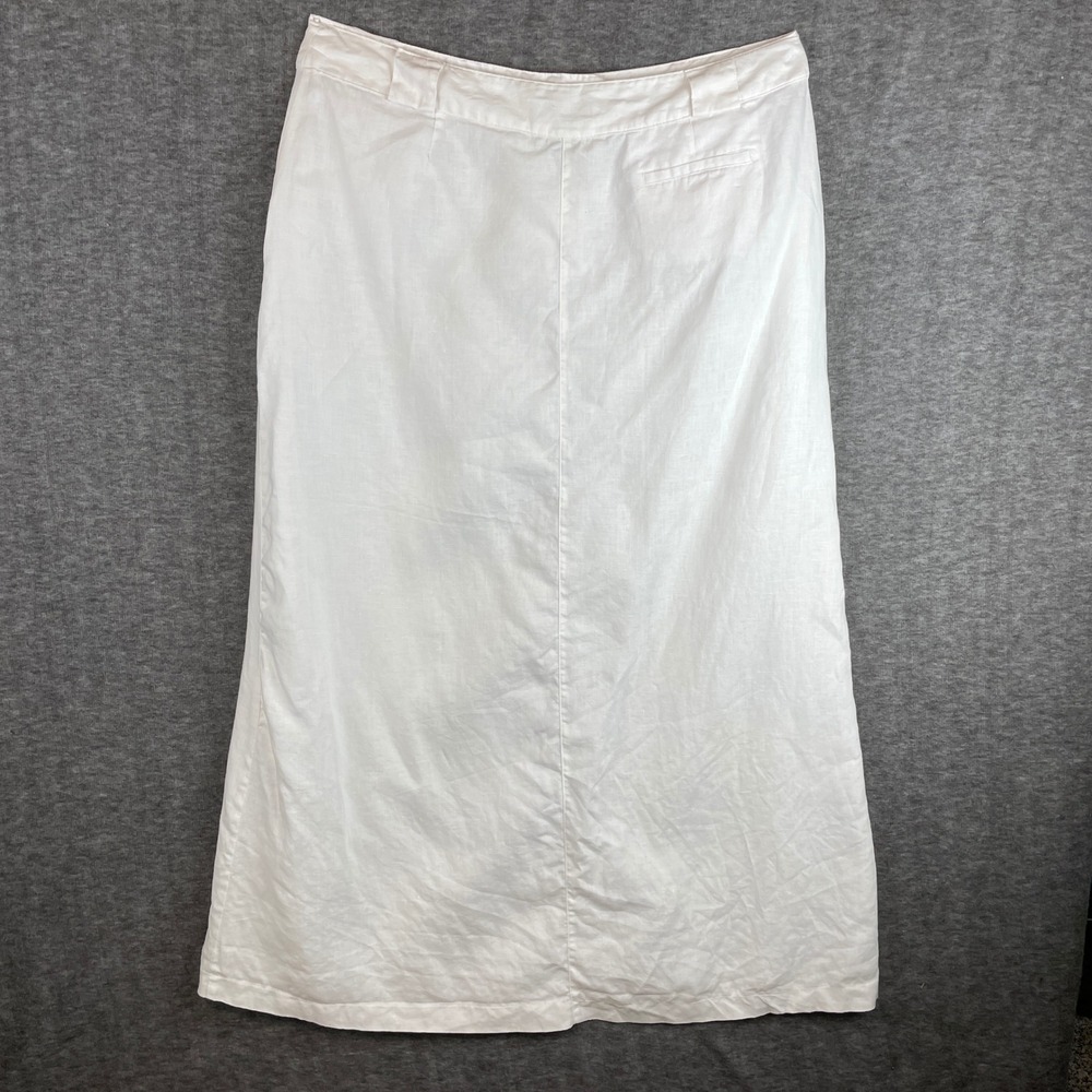 Autograph New York White 100% Linen Maxi Skirt Lined Size 14 Pockets Minimalist - Picture 2 of 6